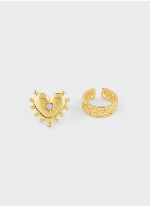 2 Pack Heart Ring