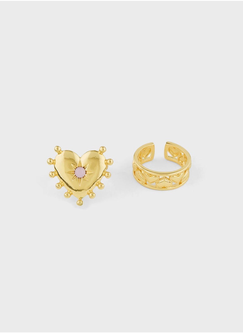 Ginger - 2 Pack Heart Ring - Image 1