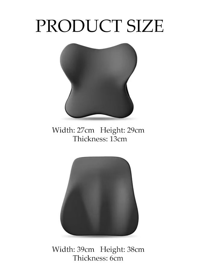 DUNISO Lumbar Support Pillow and Car Headrest Neck Pillow Set Memory Foam Car Headrest Pillows Cars Seat Head Lumbar Cushion Car Seat Pillow Comfortable Neck Pillow Multi-use Lumbar Support Pillow Cars Seat for Car, Office Chair and Home Chair - Image 4