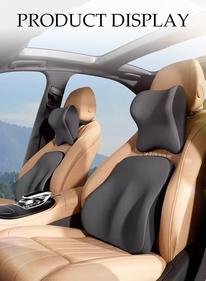 DUNISO Lumbar Support Pillow and Car Headrest Neck Pillow Set Memory Foam Car Headrest Pillows Cars Seat Head Lumbar Cushion Car Seat Pillow Comfortable Neck Pillow Multi-use Lumbar Support Pillow Cars Seat for Car, Office Chair and Home Chair - Image 2