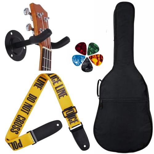 MOCKING BIRD Acoustic Guitar Bag Foam Padded Guitar Cover for 38, 39, 40, 41 inch with Adjustable Guitar Strap Wall Mount Hanger and Guitar Picks for Acoustic Electric Bass Guitar case (Police line) - Image 1