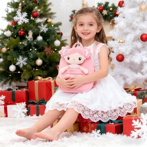 Gloveleya Toddler Backpack Kids Backpacks Rag Doll Girls Candy Doll Pink - Image 4