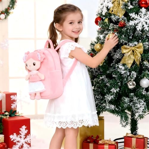 Gloveleya Toddler Backpack Kids Backpacks Rag Doll Girls Candy Doll Pink - Image 3