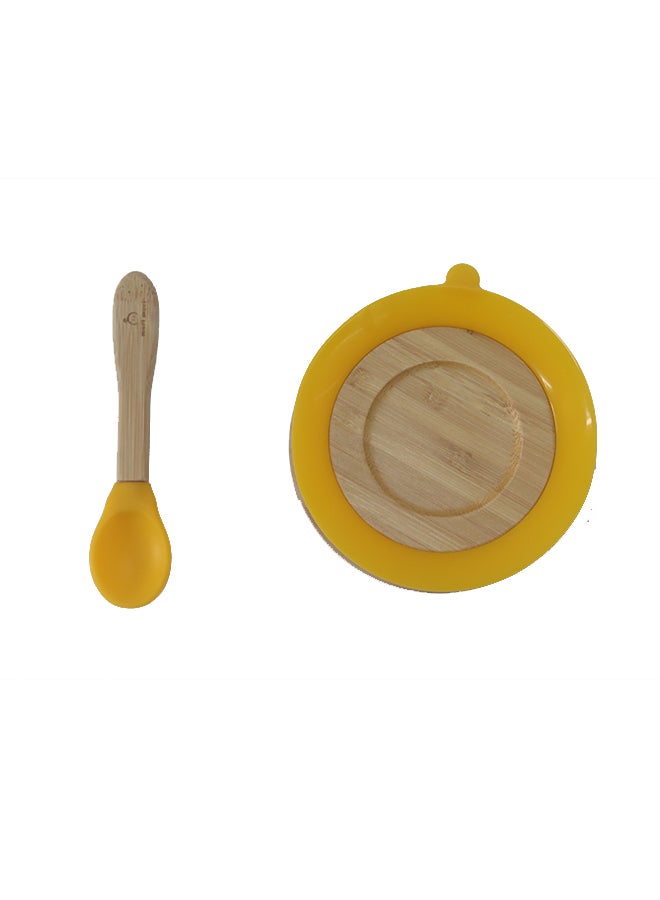 Mori Mori Round Bowl With Spoon And Silicone Suction -Yellow - Image 2