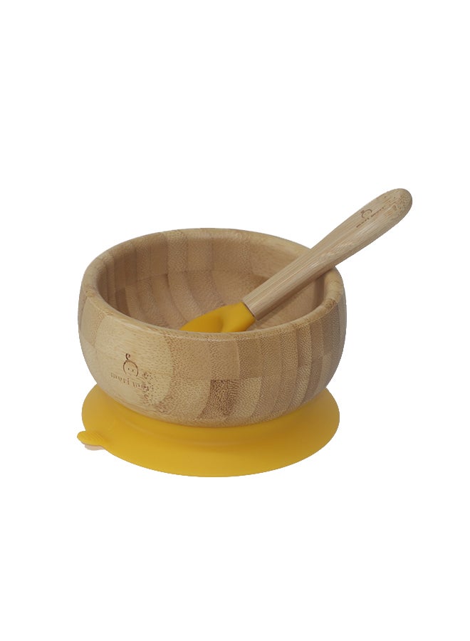Mori Mori Round Bowl With Spoon And Silicone Suction -Yellow - Image 3