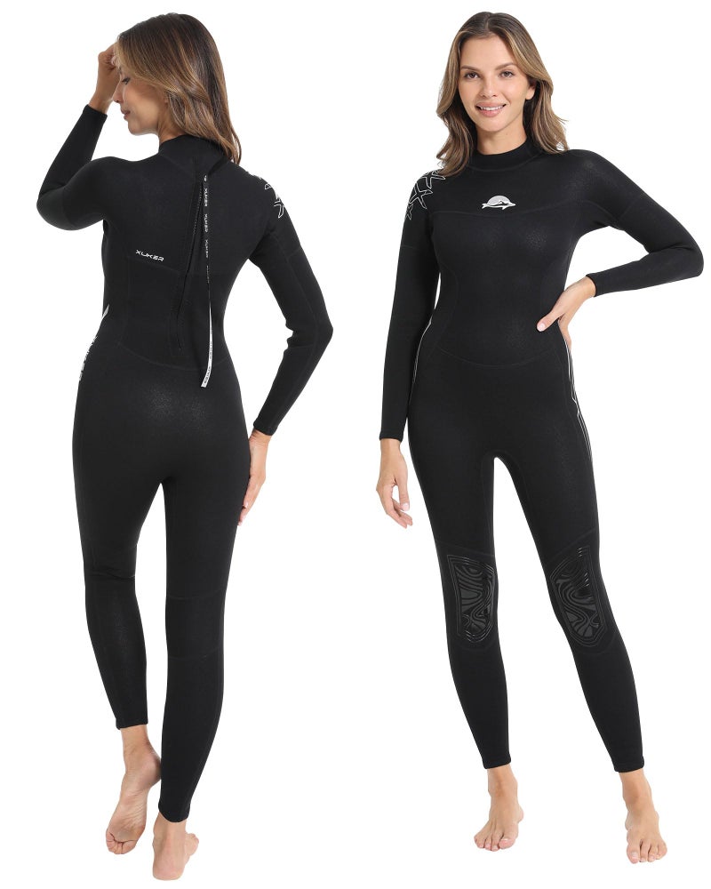 XUKER Wetsuit Women 2mm Neoprene Long Sleeve Full Body Back Zip Wet Suit in Cold Water for Diving Surfing Snorkeling Kayaking Swimming Scuba Water Sports