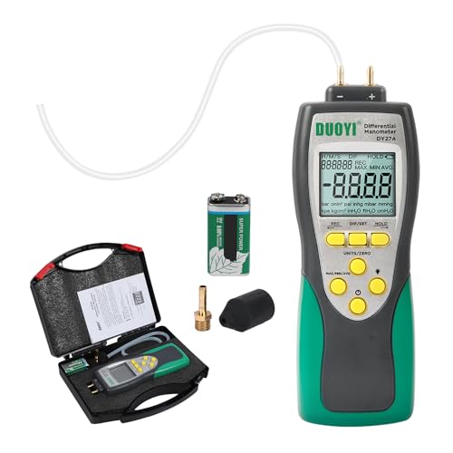 DUOYI Manometer Gas Pressure Tester 2413Kpa35Psi Wide Range Digital Manometer Lp Gas Pressure Tester with 11 Pressure Units MAXMINAVG Measurement Data StorageHold 9V Battery - Image 1