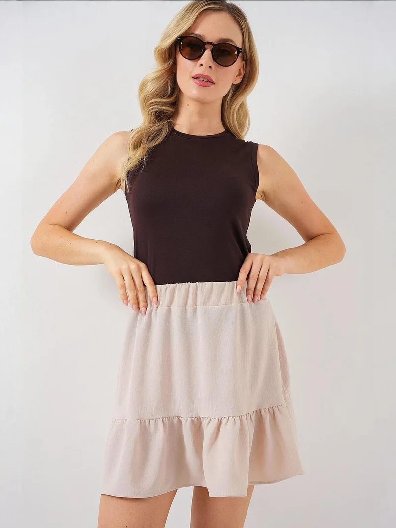 BIG DART BDART Textured Mini Skirt with Lining