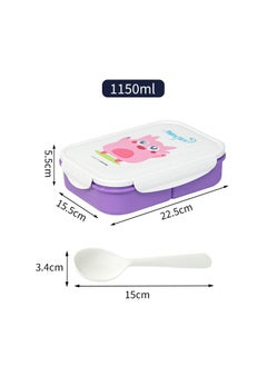 Monster Lunch box 3 compartments with spoon 1150ML purple  - Image 1