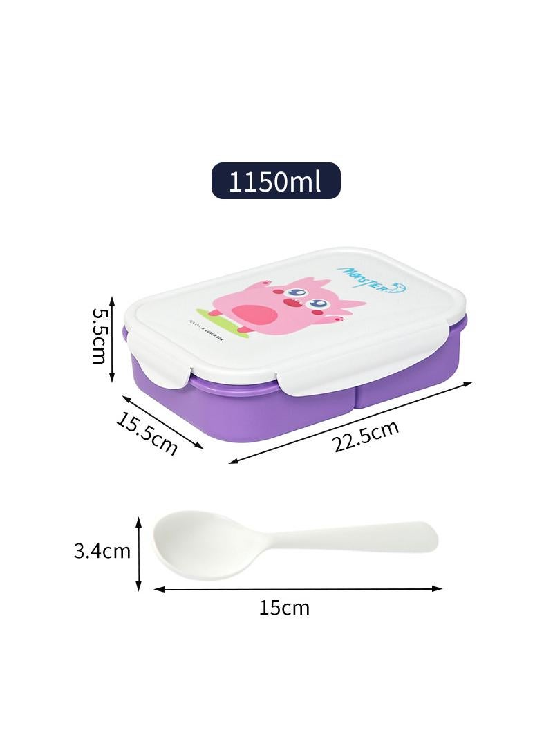 Monster Lunch box 3 compartments with spoon 1150ML purple - Image 1