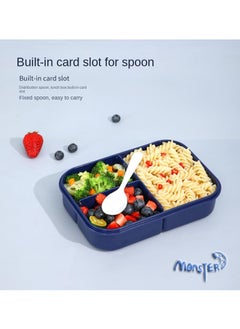 Monster Lunch box 3 compartments with spoon 1150ML purple  - Image 4