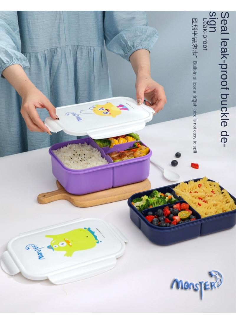 Monster Lunch box 3 compartments with spoon 1150ML purple - Image 5