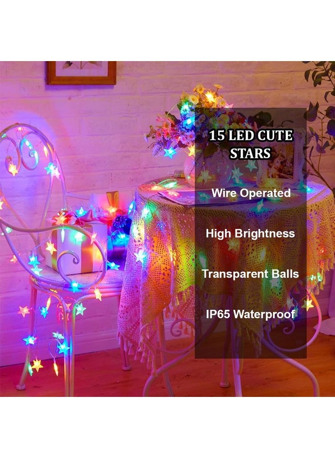 fizzytech أضواء زينة على شكل نجوم بلاستيكية من فيزيتيك للاحتفالات، والمناسبات، وحفلات الزفاف، والحفلات في المنزل، والفناء، والحديقة (15 ليد متعددة الألوان 3 متر) - Image 4