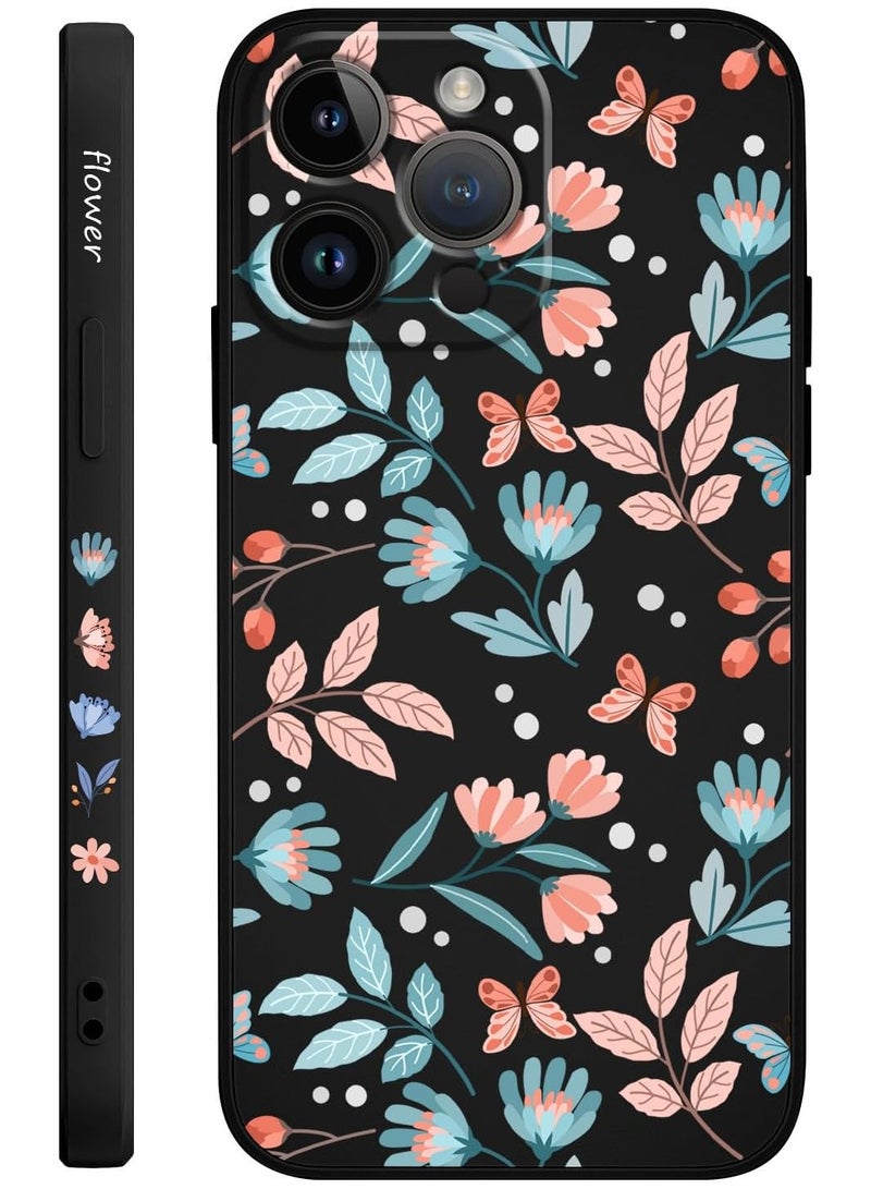 for iPhone 16 Pro Case Anti Scratch Microfiber Lining Phone Cover Silicone Ultra Slim Case for iPhone 16 Pro 6.3 inch-Leaf Black - Image 1
