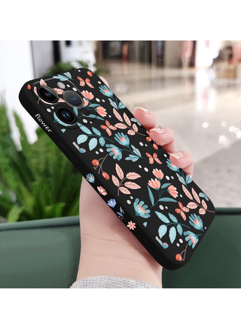 for iPhone 16 Pro Case Anti Scratch Microfiber Lining Phone Cover Silicone Ultra Slim Case for iPhone 16 Pro 6.3 inch-Leaf Black - Image 3