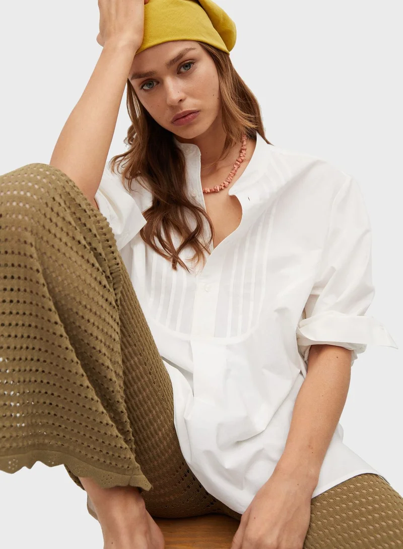 MANGO Pleated Placket Shirt