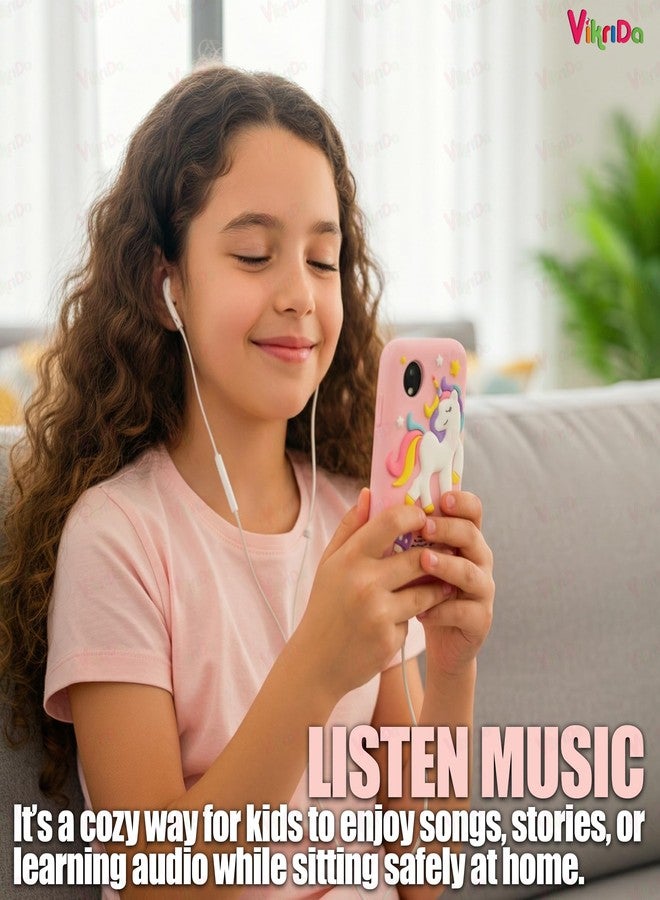 Vikrida Plastic Kids Smartphone Toy with MP3 Music Player Bumper Back Case Dual Camera for Selfies in-Built Games 2.4" Screen 8MP Camera Toys for Boys & Girls (Pink Uni) - Image 2