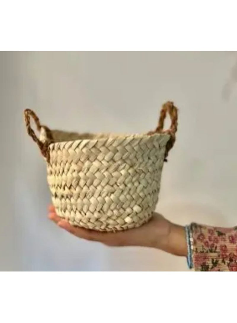 سلة بمقابض من جوز الهند – قطر 14 سم - Image 1