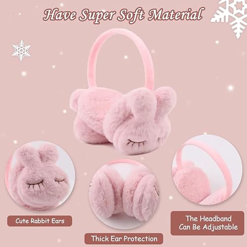 INFISPACE Winter Super Warm Fluffy Earmuffs | 3D Kitty Ears Faux Fur Plush Ear Warmers for Boys & Girls (Pink) - Image 2