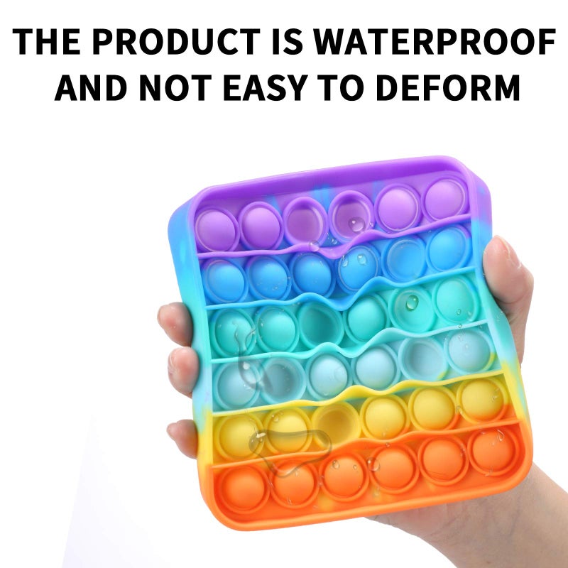 Fpxnb 2 Packs Pop Fidget Sensory Toys, Autism Special Needs Stress Relief Silicone Pressure Relieving, Round and Square Squeeze Toys for Kids Children Adults (Set of 2) - Image 5