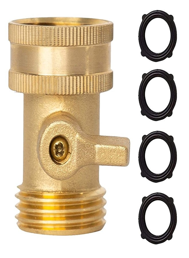 Xiny Tool Brass Garden Hose Shut Off Valve, Heavy Duty 3/4 Inch Solid Brass Garden Hose Shut Off Valve with 10 Extra Rubber Washers - Image 1
