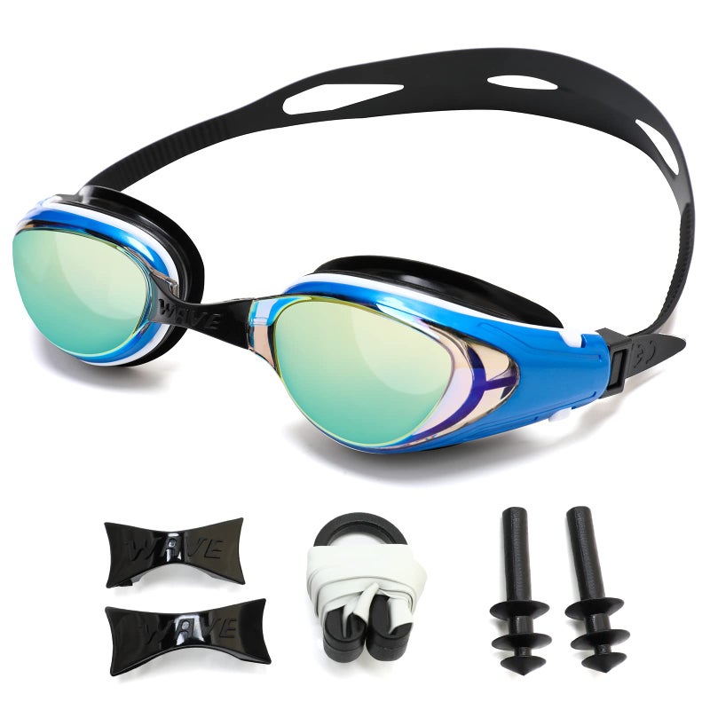 Wave Nearsighted Swim Goggles Shortsighted Optical Swimming Goggles No Leaking Anti Fog UV Protection for Adult Men Women