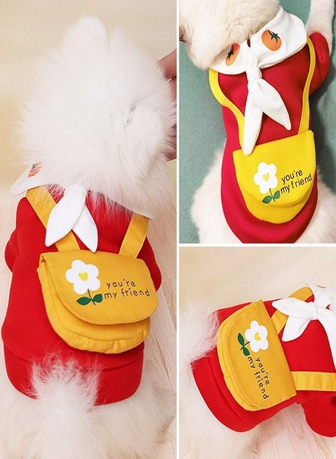 Generic Spring Wear Stylish Sailor Collar Bright Red T-Shirt For Big Sized Cats And Dogs  - Image 2