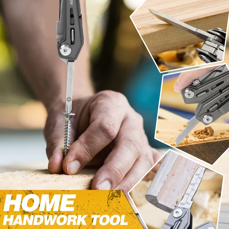 BIBURY أدوات متعددة BIBURY BI2043، 17 في 1 أداة متعددة محمولة قابلة للطي مع كماشة، مقص، فتاحة علب ومفك براغي، أدوات EDC للتخييم، الأنشطة الخارجية، إصلاح المنزل - طلاء تيتانيوم - Image 5