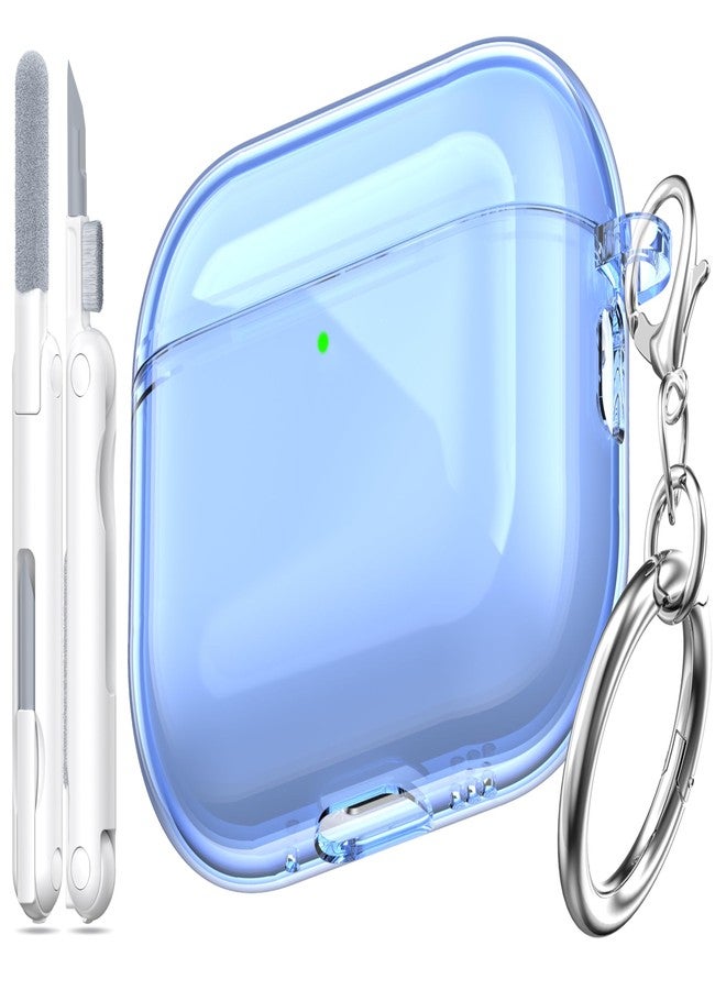 MHYALUDO غطاء حماية متوافق مع سماعات AirPods Pro من الجيل الثالث من MHYALUDO، غطاء حماية متوافق مع سماعات AirPods Pro 3 مع سلسلة مفاتيح، غطاء شفاف ناعم مقاوم للصدمات بمعايير عسكرية، أزرق - Image 1
