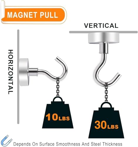MIKEDE Heavy Duty Magnetic Hooks for Cruise Ship-N52 Silver 28 Pack-30 LB - Image 2