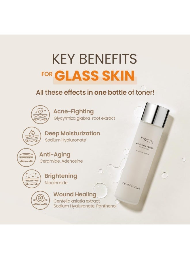 TIRTIR TIRTIR Milk Skin Rice Toner Light Instant Hydration with 4% Niacinamide, Pantenol, Lightweight, Pore-Tightening, Vegan, Acne-Prone, Oily Skin, Fungal Acne Safe, Korean Skin Care (150ML / 5.07 Fl Oz)  - Image 4