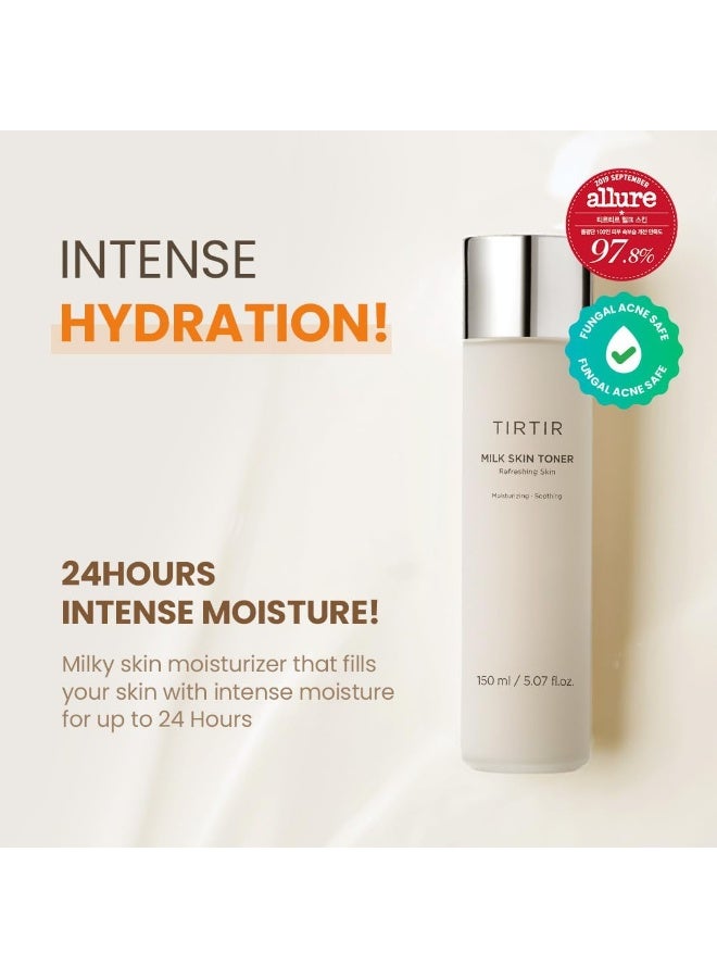 TIRTIR TIRTIR Milk Skin Rice Toner Light Instant Hydration with 4% Niacinamide, Pantenol, Lightweight, Pore-Tightening, Vegan, Acne-Prone, Oily Skin, Fungal Acne Safe, Korean Skin Care (150ML / 5.07 Fl Oz)  - Image 2
