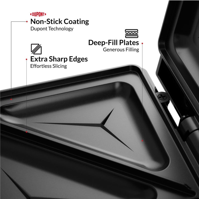Feller Germany, 2 Slice Sandwich Maker,750W with Non-Stick Coating, 3 Indicators, Cool Touch Handle, Space Saving Upright Storage, Auto Temperature Control, SM150, 2Y Guarantee-UAE Version (Black) - Image 4