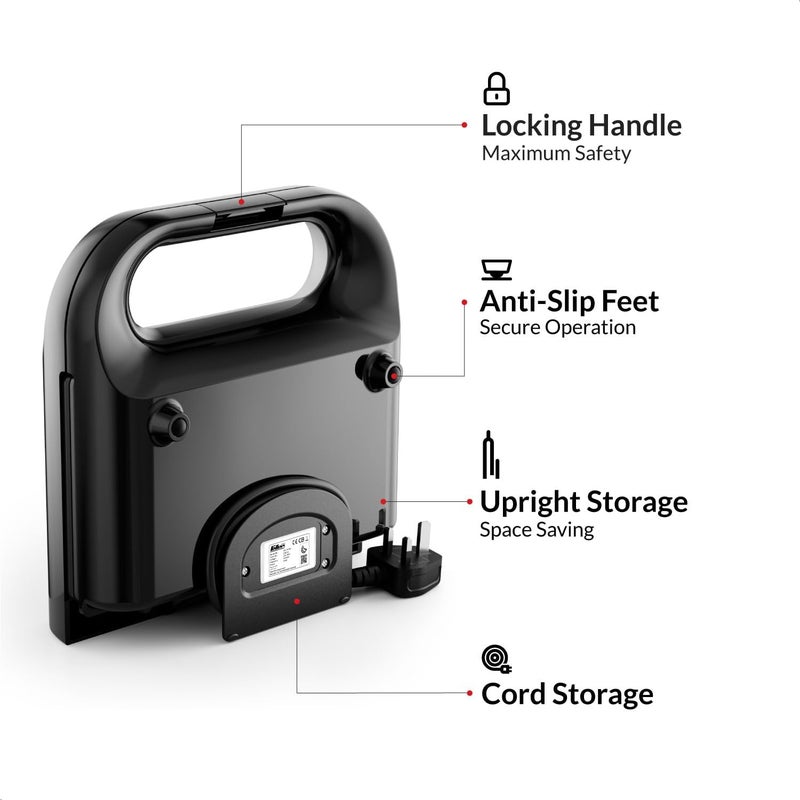 Feller Germany, 2 Slice Sandwich Maker,750W with Non-Stick Coating, 3 Indicators, Cool Touch Handle, Space Saving Upright Storage, Auto Temperature Control, SM150, 2Y Guarantee-UAE Version (Black) - Image 3