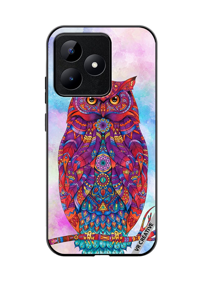 VR CREATIVE Protective Case Cover For Realme C53 Elegant Artistic Owl Design Multicolour - Image 1