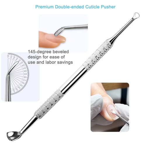 Pingispower Cuticle Pusher Tool, 2PCS Professional Nail Cuticle Remover Trimmer Cutter Fork Kit, Premium Stainless Steel Durable Manicure Kit for Women, Fingernails and Toenails - Image 4