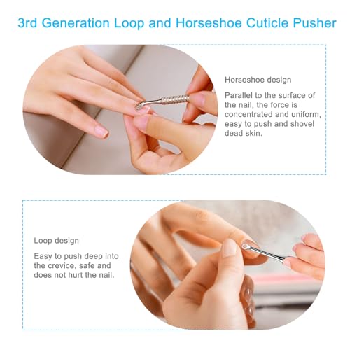 Pingispower Cuticle Pusher Tool, 2PCS Professional Nail Cuticle Remover Trimmer Cutter Fork Kit, Premium Stainless Steel Durable Manicure Kit for Women, Fingernails and Toenails - Image 3