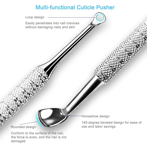 Pingispower Cuticle Pusher Tool, 2PCS Professional Nail Cuticle Remover Trimmer Cutter Fork Kit, Premium Stainless Steel Durable Manicure Kit for Women, Fingernails and Toenails - Image 2