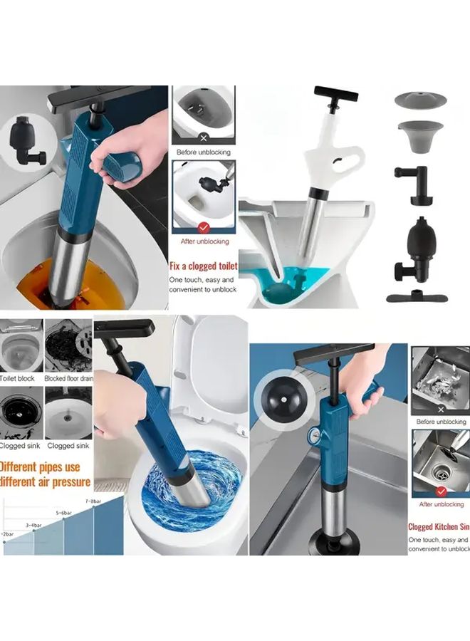 Upgrade Green Air Powered Drain Cleaning Tool L-16 Reinforced Stainless Steel Plumbing Snake Set For Drainage Pipe Blockages Efficient Bathroom Maintenance - Image 5