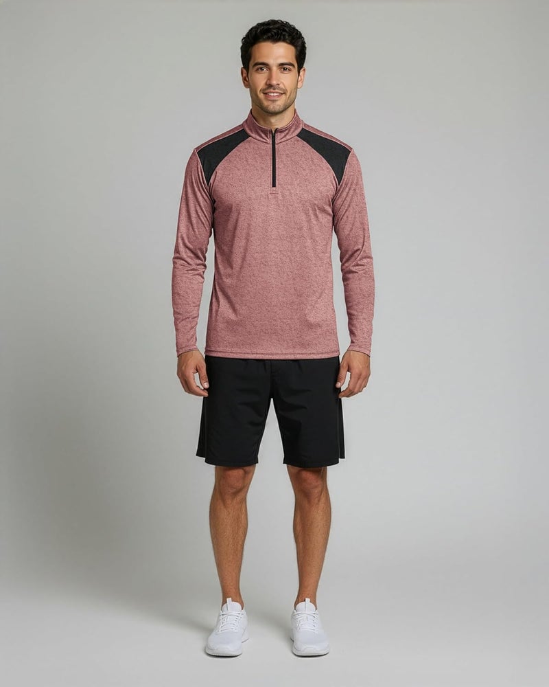REALESSENTIALS Real Essentials 3 Pack: Men's Active Dry-Fit Quarter Zip Long Sleeve Outdoor Athletic Performance Pullover - Image 4
