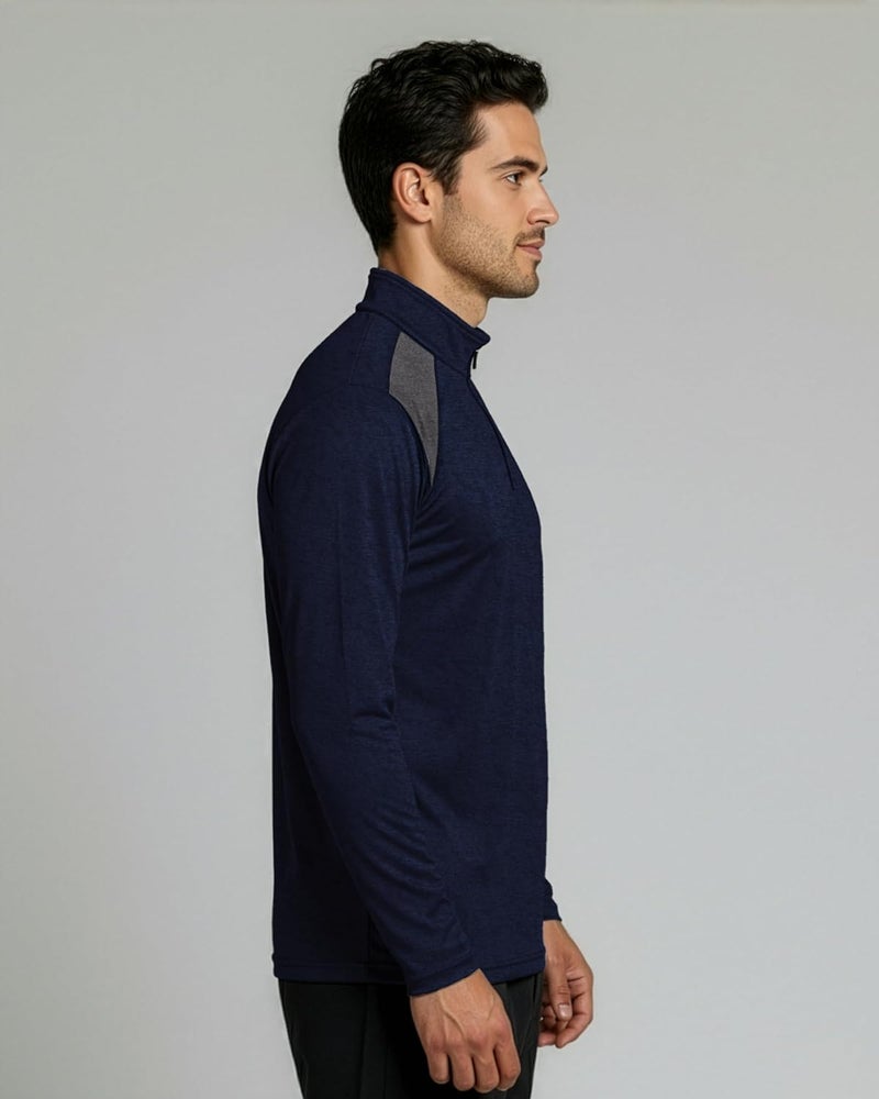 REALESSENTIALS Real Essentials 3 Pack: Men's Active Dry-Fit Quarter Zip Long Sleeve Outdoor Athletic Performance Pullover - Image 5