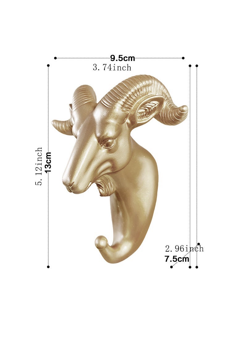 Cross-border wholesale European creative hook punch-free strong paste wall decoration wall hanging deer head clothes hook Goat (Fugui Gold)