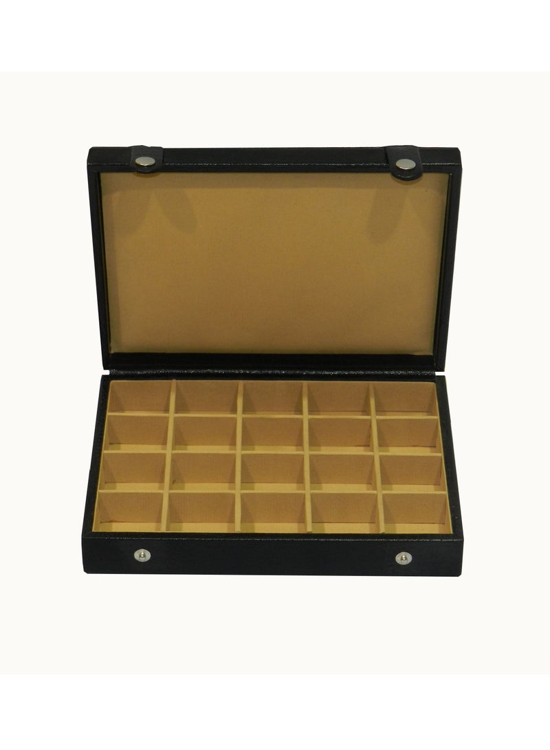 LAVERI LEATHER Laveri Cufflink Storage Display Box with Ring Holder Showcase for Store Display, Jewelry Show & Home ~ Jewelry Tray Organizer  - Image 1
