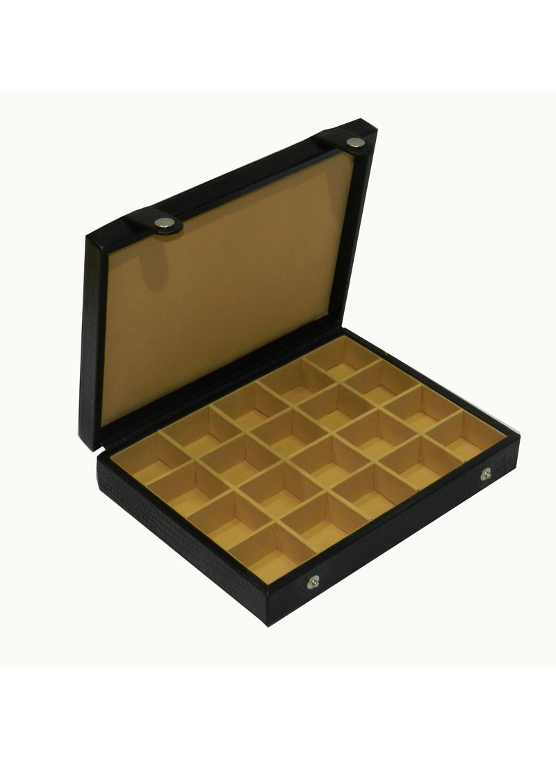 LAVERI LEATHER Laveri Cufflink Storage Display Box with Ring Holder Showcase for Store Display, Jewelry Show & Home ~ Jewelry Tray Organizer  - Image 4