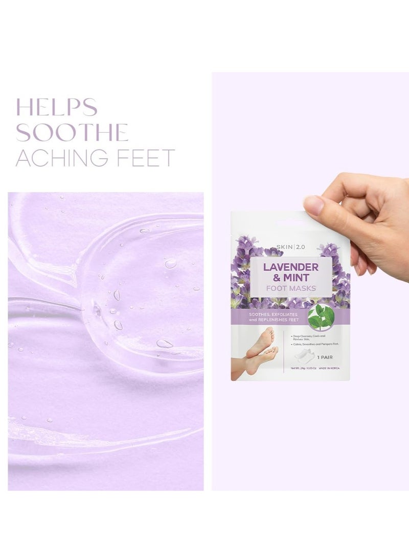 Skin 2.0 Lavender and Mint Foot Masks Moisturizing Socks - Relieves Swollen & Aching Feet, Removes Unwanted Odor, Relaxing Foot Mask - Cruelty Free Korean Skin Care For All Skin Types - 3 Pairs - Image 3