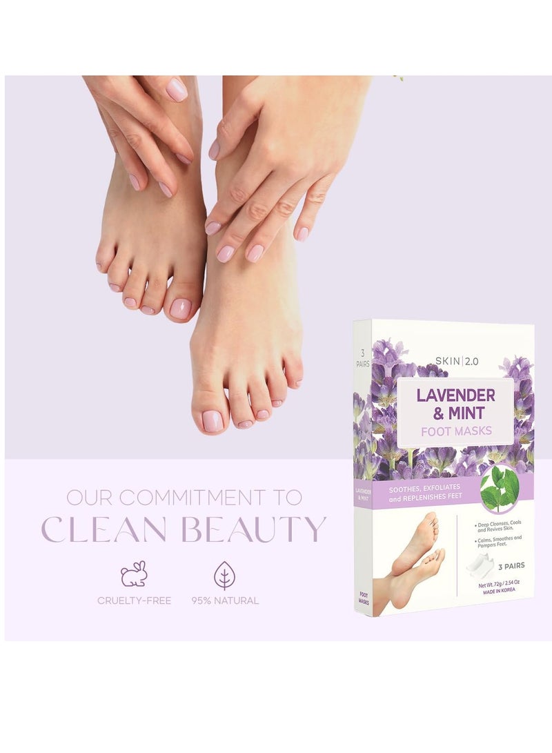 Skin 2.0 Lavender and Mint Foot Masks Moisturizing Socks - Relieves Swollen & Aching Feet, Removes Unwanted Odor, Relaxing Foot Mask - Cruelty Free Korean Skin Care For All Skin Types - 3 Pairs - Image 4