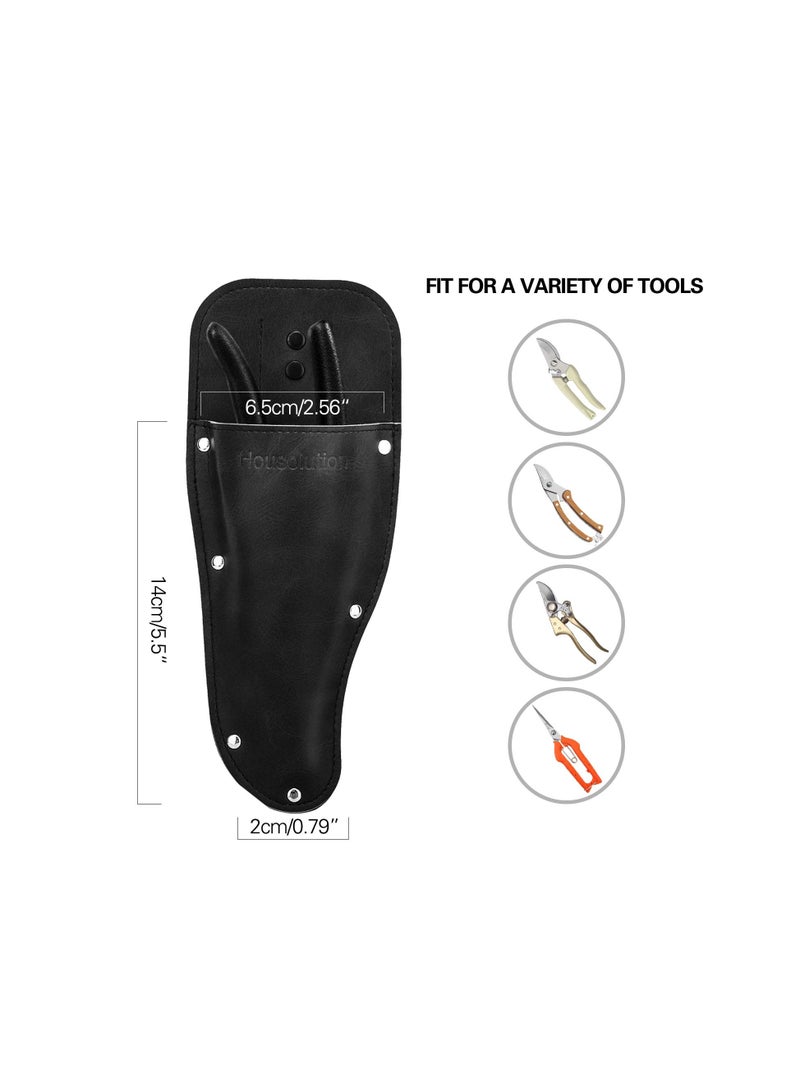 SYOSI Garden Pruner Sheath, Pruner Holster, shears Hanging Pouch Premium PU Leather Holster Protective Case Cover Scabbard, for Hand Pruner, Garden Shears, for Gardening Pruning Shears Scissor, Black - Image 2