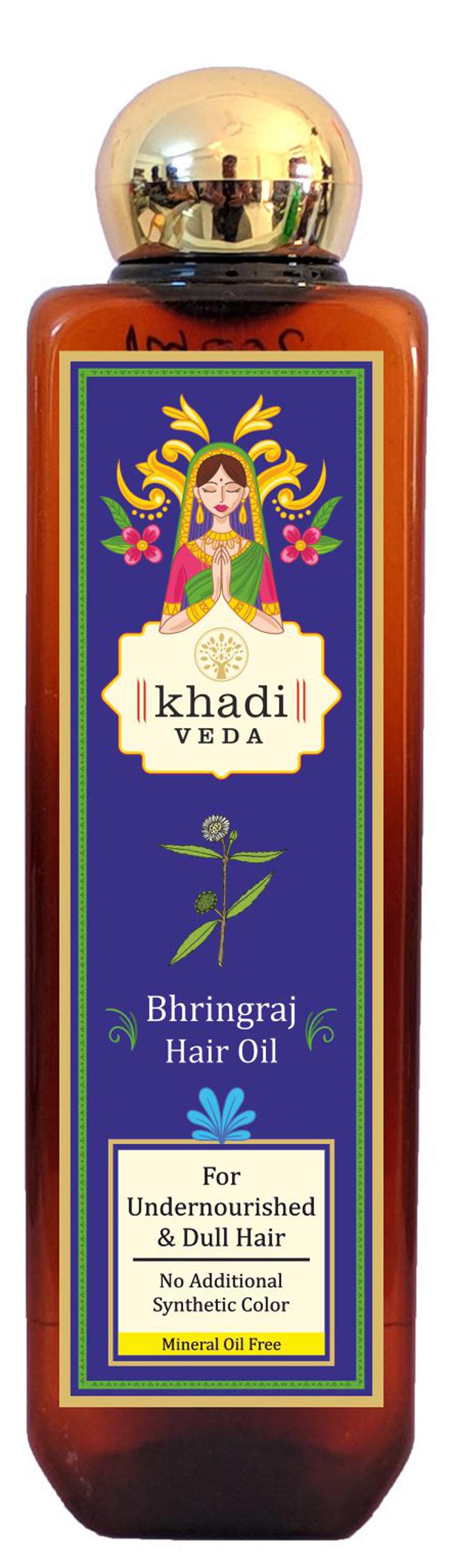 Khadi veda Herbal Bhringraj Hair Oil - 100 ml | For Undernourished & Dull hair | Reduces hair roughness | Stops hair fall | Increases blood circulation | No Synthetic Colour. - Image 1
