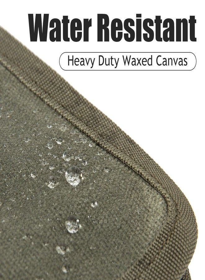 Hagsfire Zipper A5 Notebook Journal Planner Sketchbook Cover, Water Resistant Waxed Canvas Pocket Pocket Field Notes Cover for Journal Notebook Password Planner Book with Pen Loop (8.6"x6.9") (Olive) - Image 2