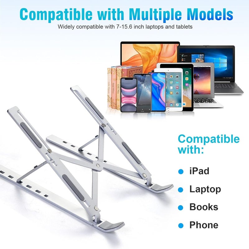 Laptop Stand for Desk, Adjustable Laptop Riser ABS+Silicone Foldable Portable Laptop Holder, Ventilated Cooling Notebook Stand for MacBook Pro Air, Lenovo, Dell, HP, Laptops,Tablet - Image 5